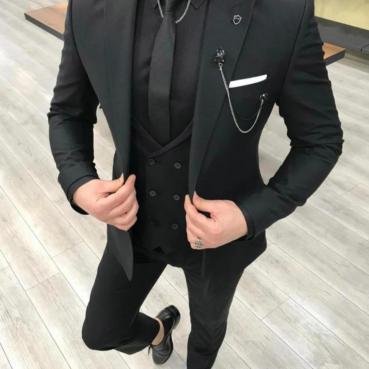 2022nuovo arrivo 3 pezzi abiti da uomo slim fit con visiera risvolto one button smoking da sposa prom best man blazer (giacca +