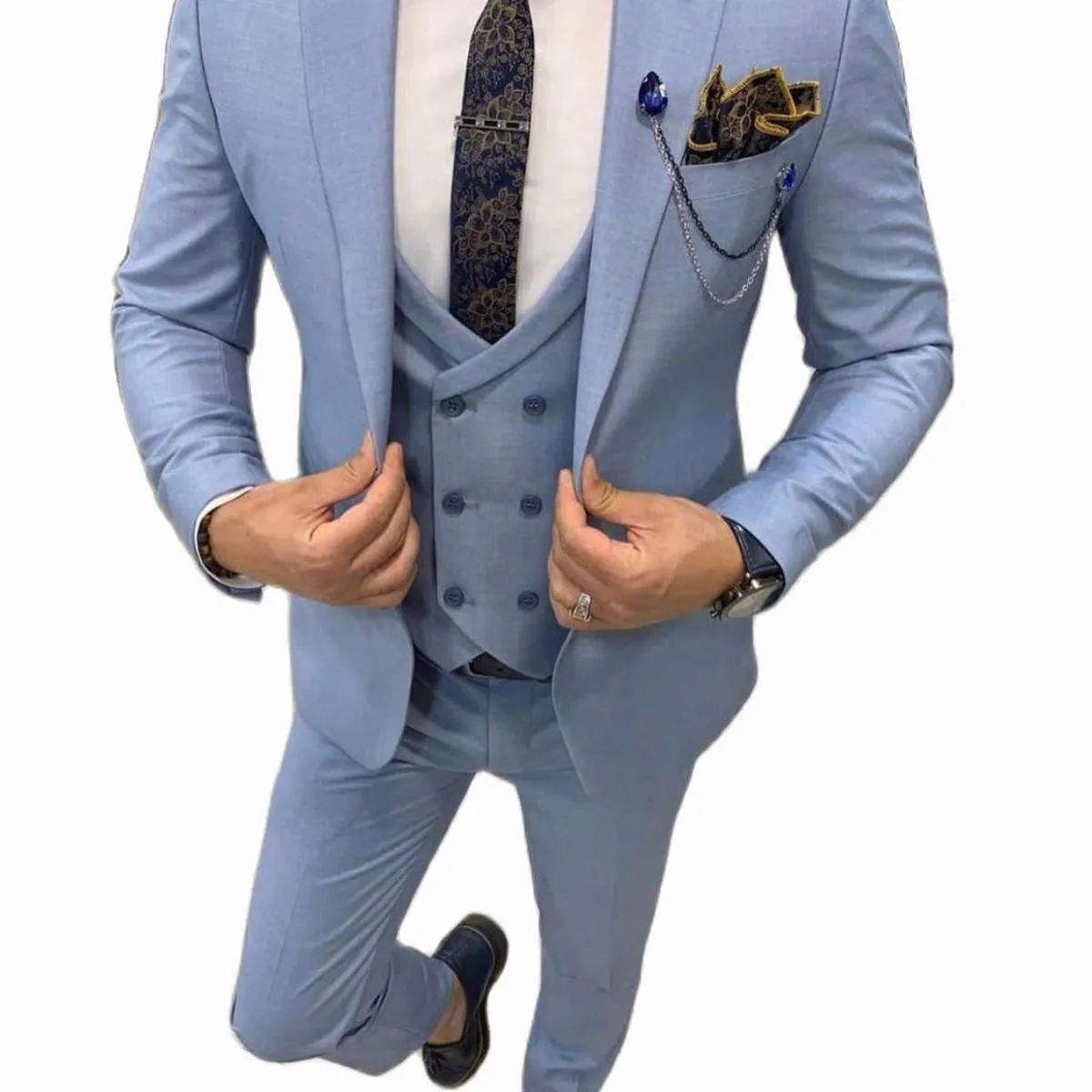 2022nuovo arrivo 3 pezzi abiti da uomo slim fit con visiera risvolto one button smoking da sposa prom best man blazer (giacca +