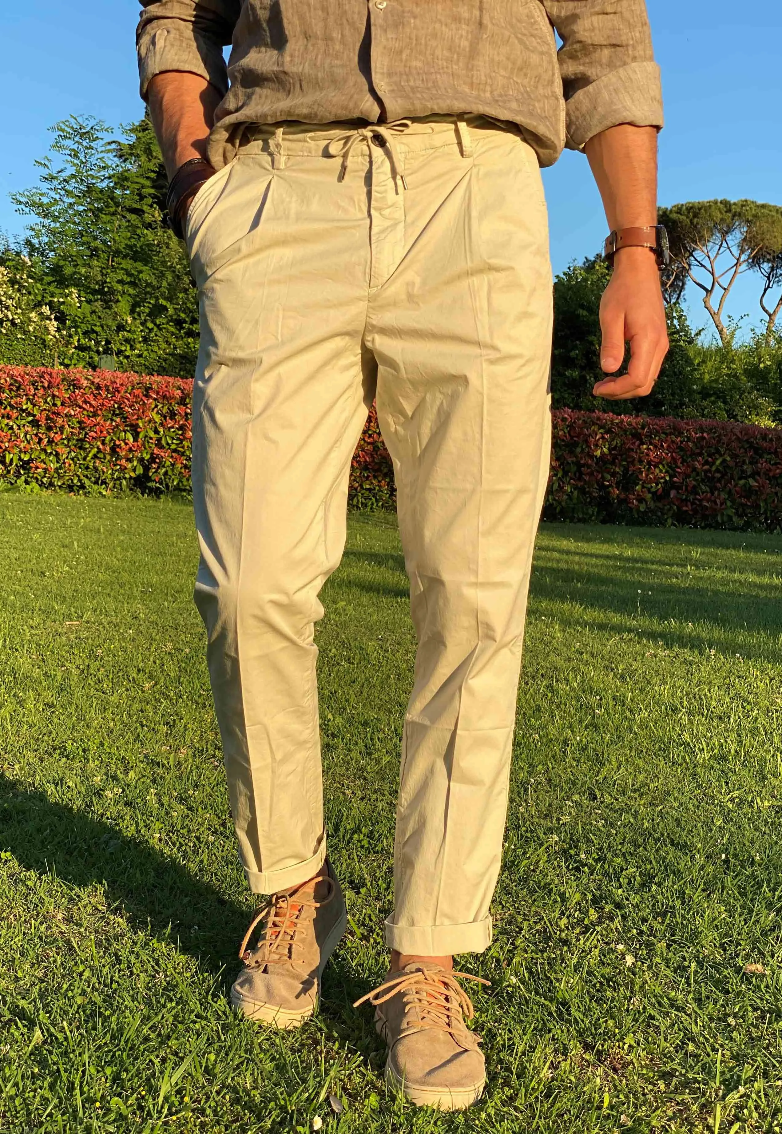 40Weft Pantalone Laccio Beige