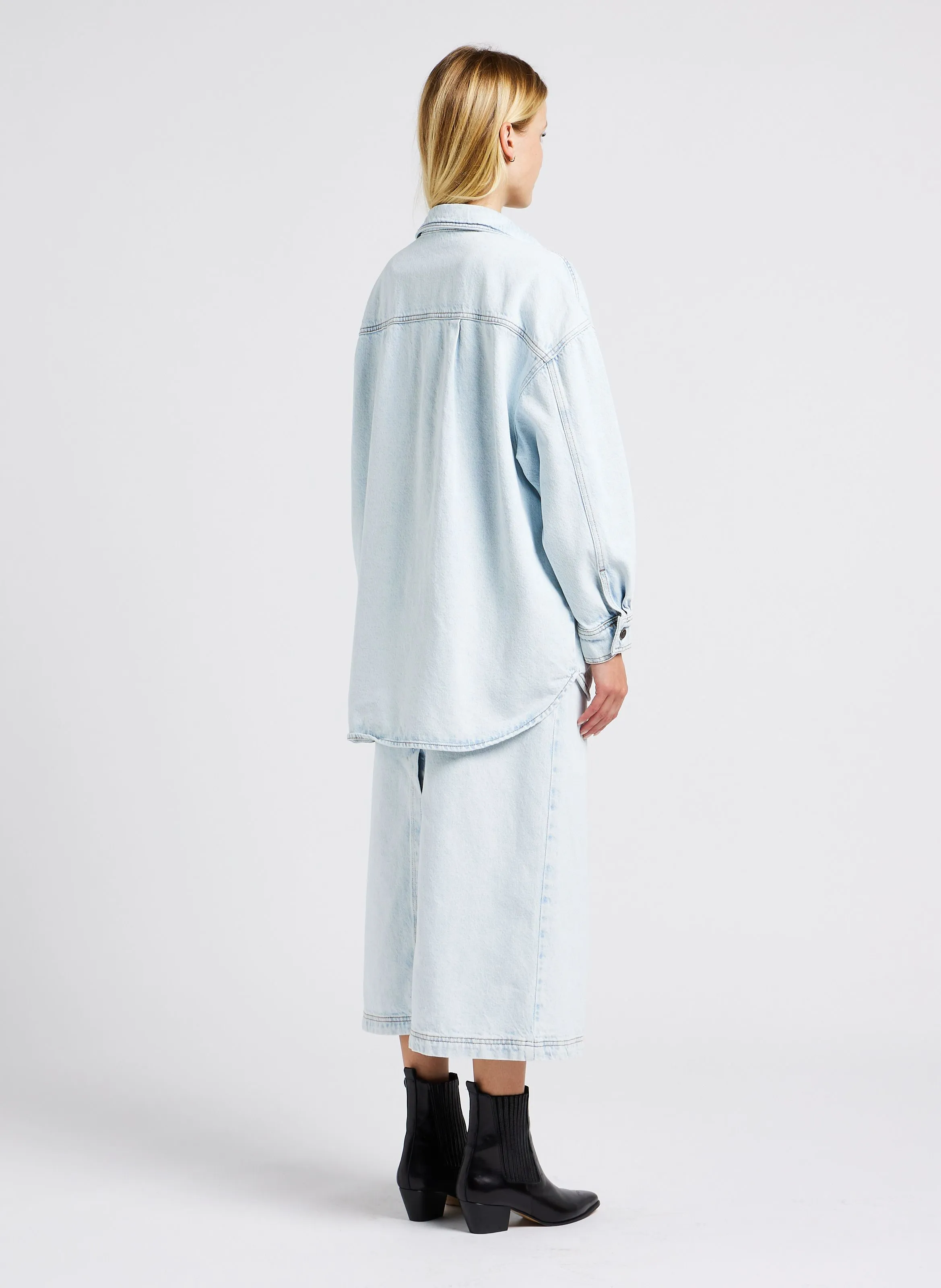  AMERICAN VINTAGE   JOYBIRD - Gonna lunga in denim di cotone | Bianco