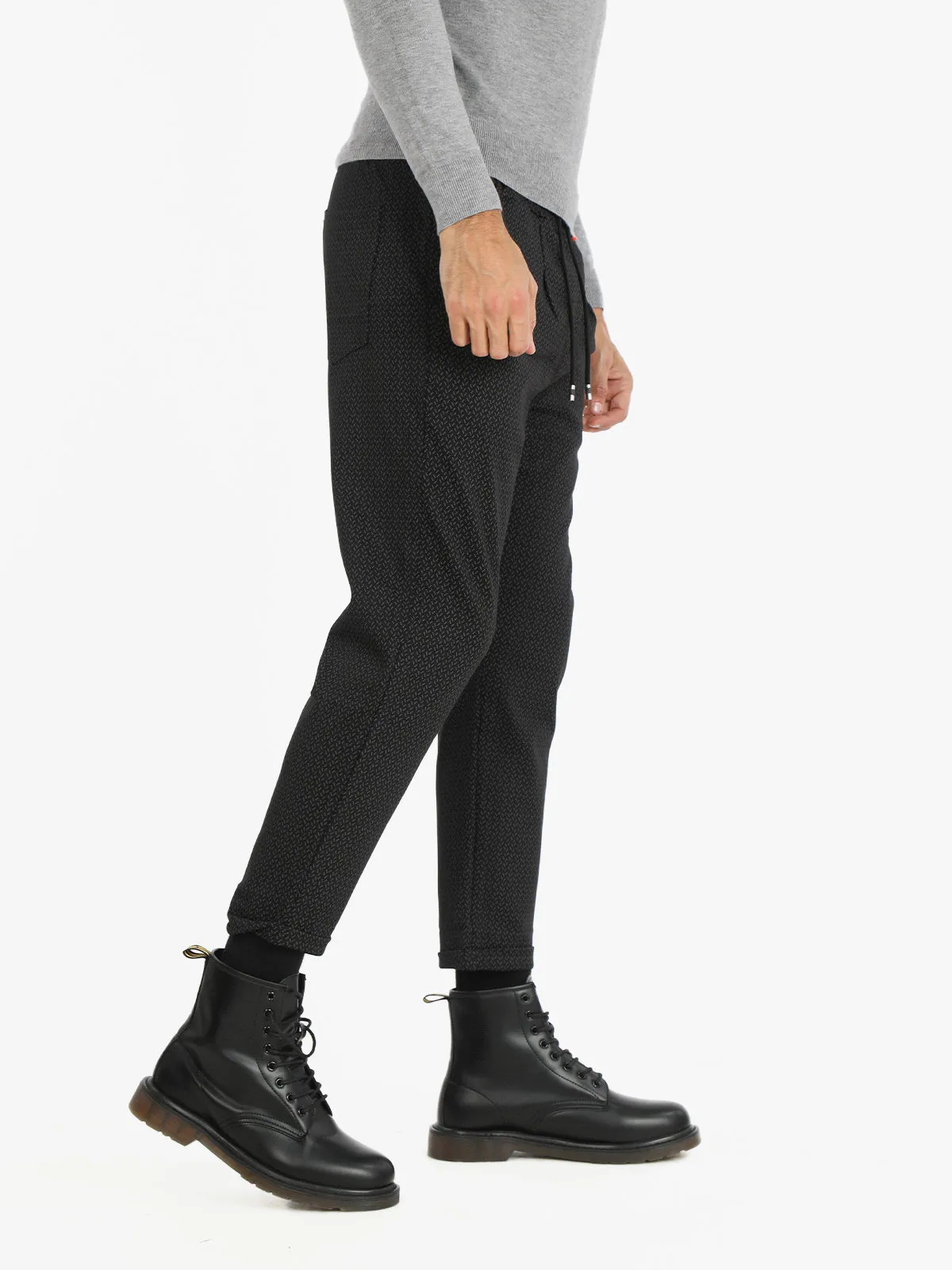 Ange Wear Pantalon décontracté pour hommes avec cordon de serrage et revers