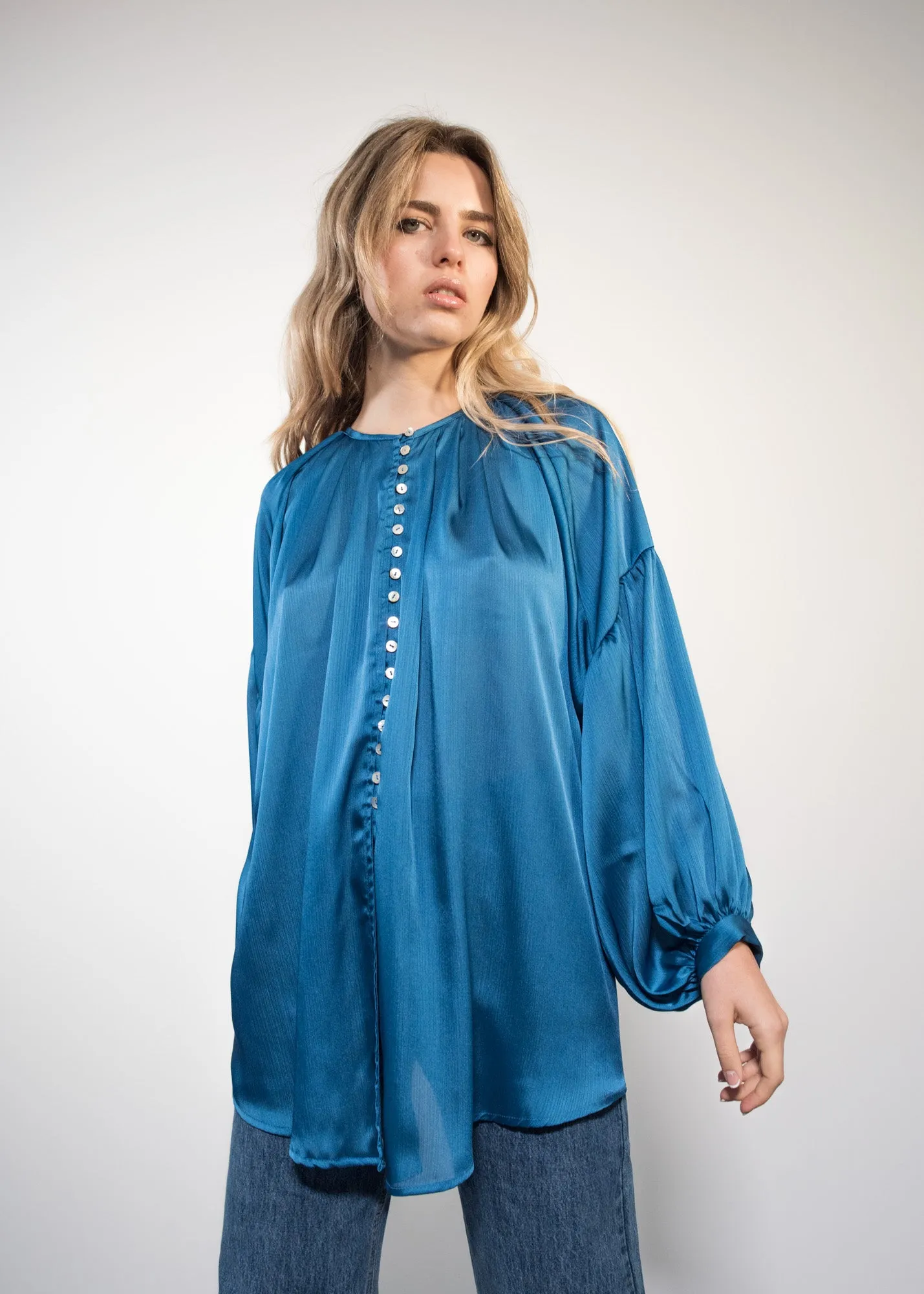 Blusa bambula azul