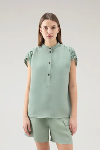 Blusa in misto lino                                                                                Sage