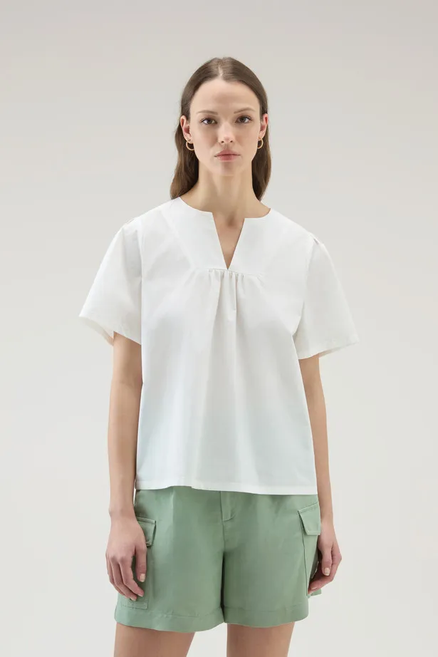 Blusa in popeline di puro cotone                                                                                                