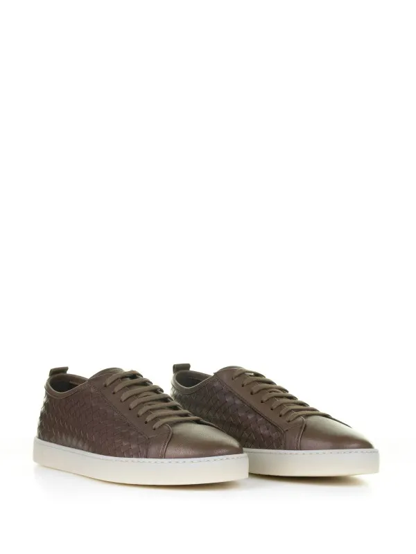 Brown woven leather sneaker