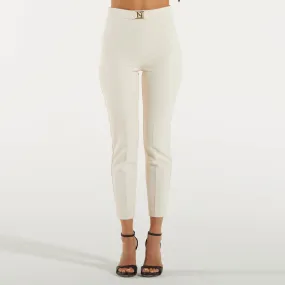 Elisabetta Franchi pantalone dritto in crêpe panna