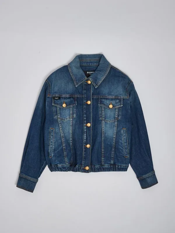 Giubbotto bambina Balmain in cotone Denim Medio