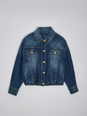 Giubbotto bambina Balmain in cotone Denim Medio