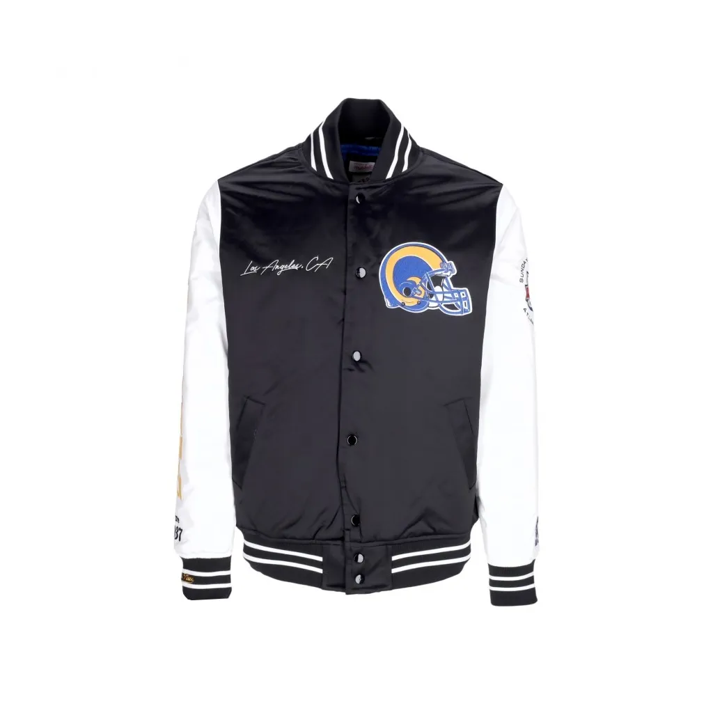 giubbotto bomber uomo nfl team origins varsity satin jacket losram BLACK/WHITE