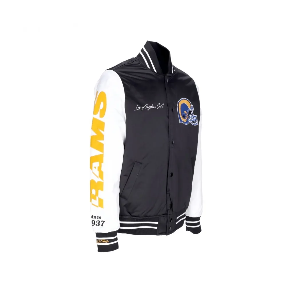 giubbotto bomber uomo nfl team origins varsity satin jacket losram BLACK/WHITE