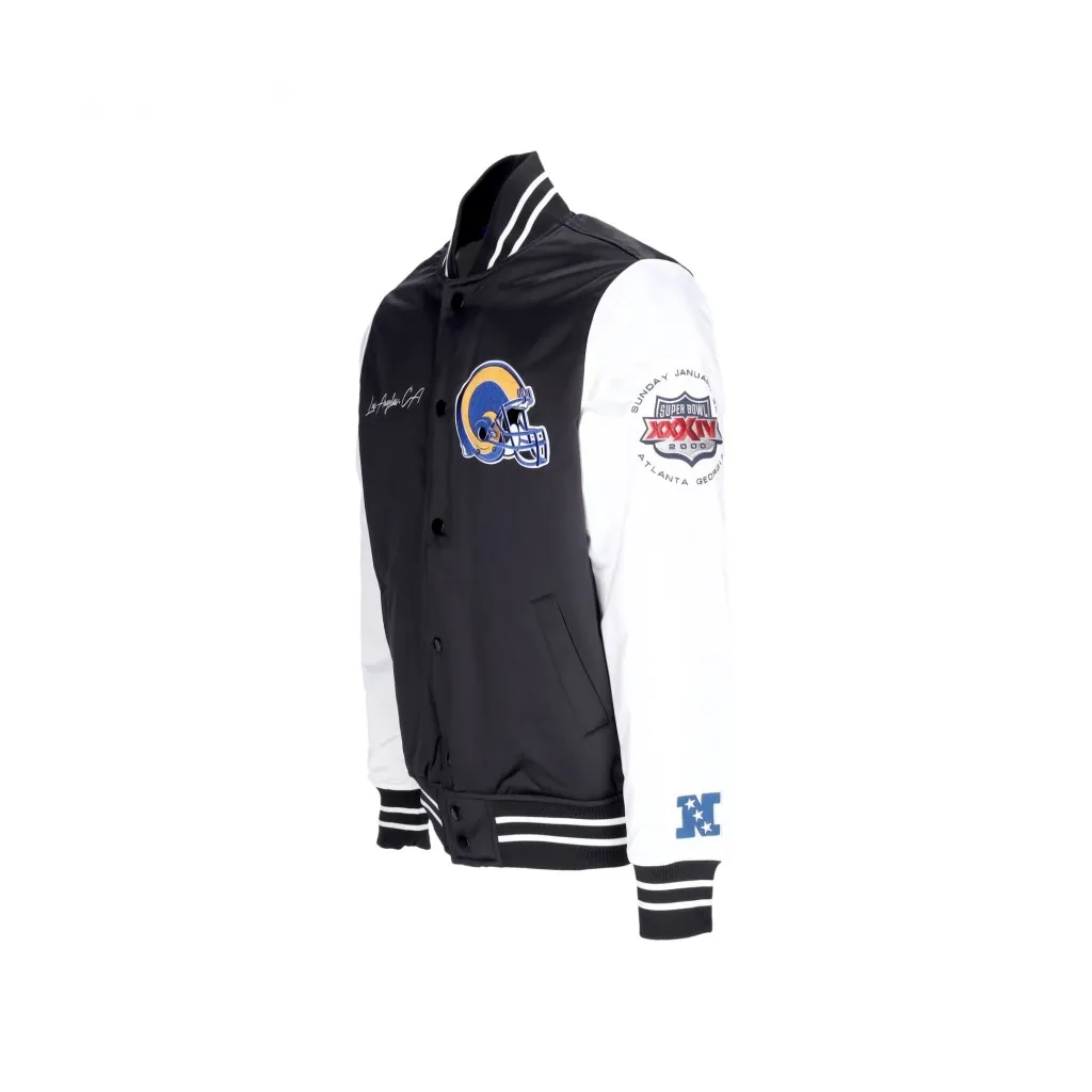 giubbotto bomber uomo nfl team origins varsity satin jacket losram BLACK/WHITE