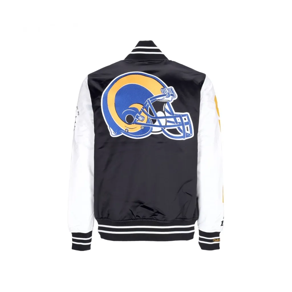 giubbotto bomber uomo nfl team origins varsity satin jacket losram BLACK/WHITE