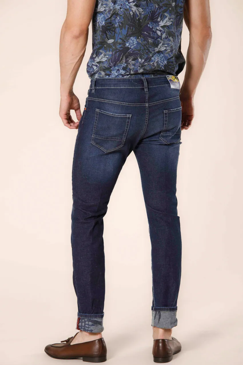 Harris 5 poches pantalon homme en denim stretch avec motif floral slim