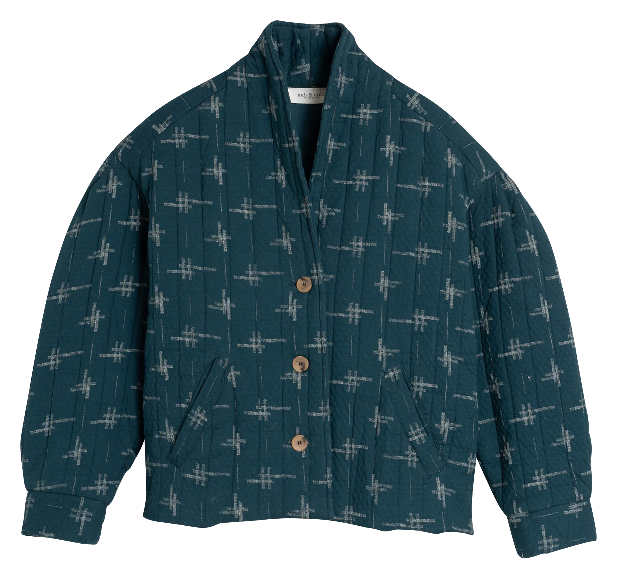  INDI & COLD   Giacca con collo a kimono in cotone biologico | Blu