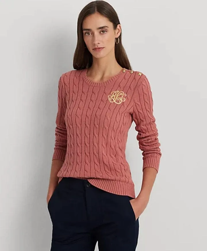 Lauren Ralph Lauren Maglia in cotone a trecce con bottoni