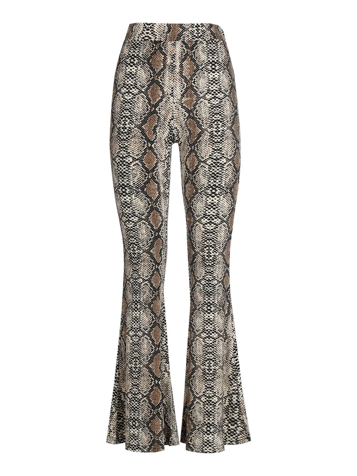 Lovery Pantalon évasé animalier femme