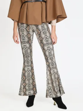 Lovery Pantalon évasé animalier femme