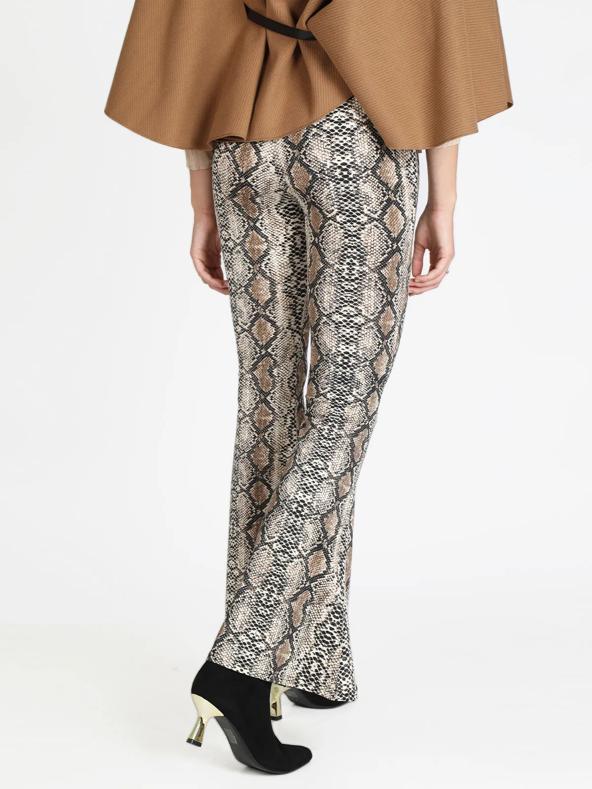 Lovery Pantalon évasé animalier femme