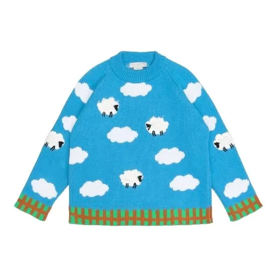 Maglia azzurra con fantasia all over per bambini