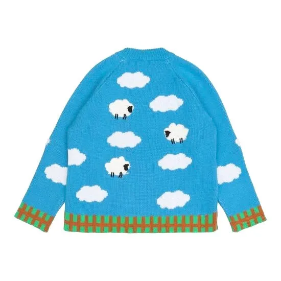 Maglia azzurra con fantasia all over per bambini