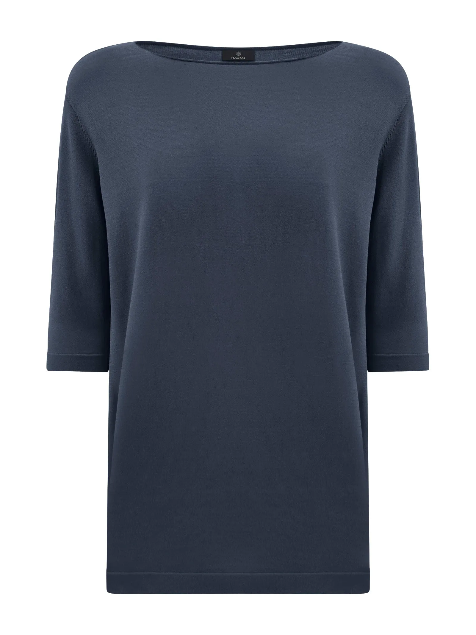 Maglia con manica 3/4 in misto di viscosa crêpe - Bleu