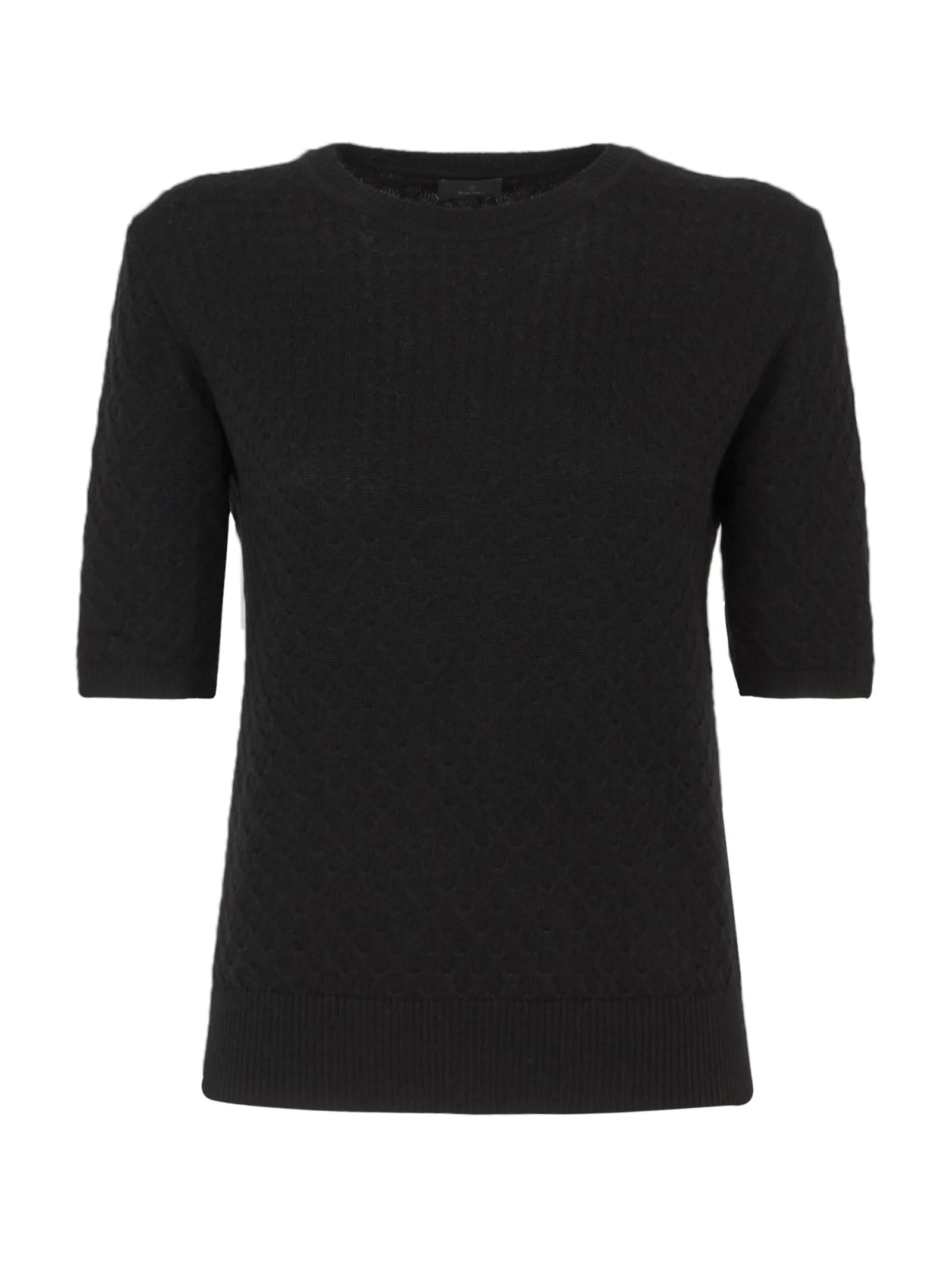 Maglia girocollo a manica corta in Wool Cot - Nero