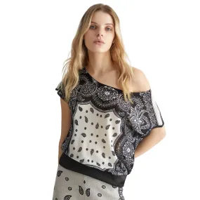 Maglia lurex con stampa bandana