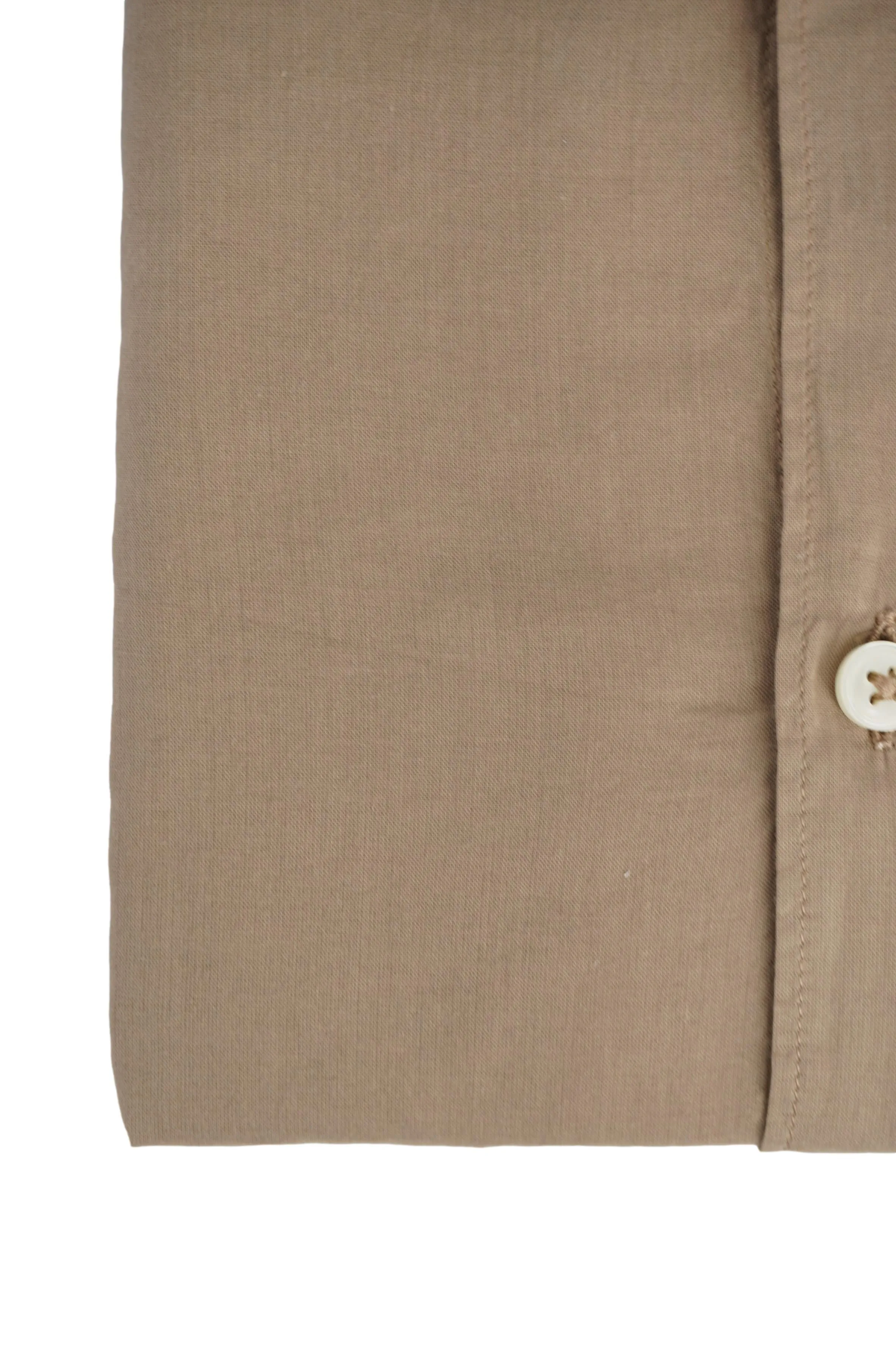 Mandarin Collar Shirt in Cotton Muslin / Taupe