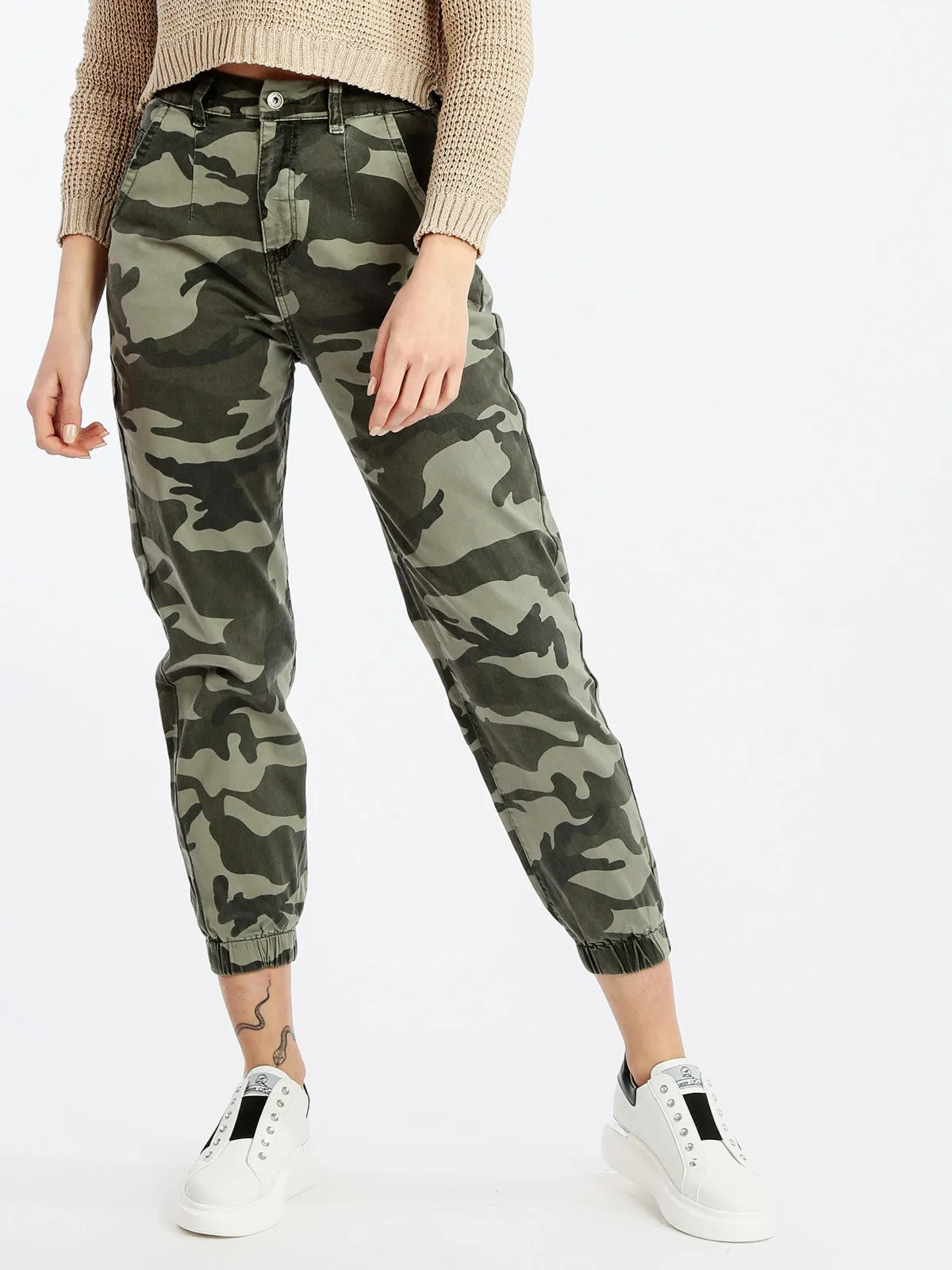 Miss Francy Pantalon femme militaire avec revers