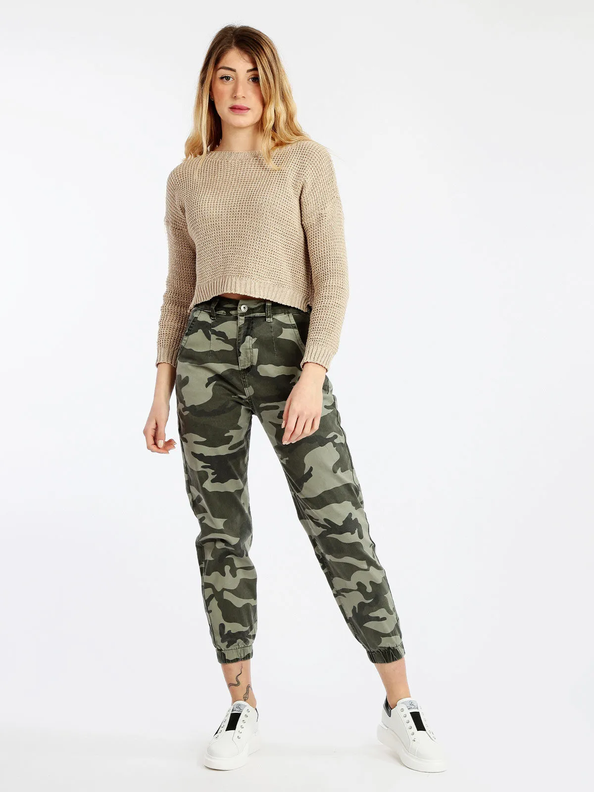 Miss Francy Pantalon femme militaire avec revers