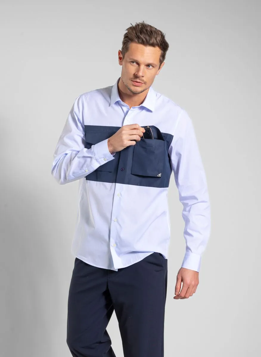  NEW MAN   CHAPTER - Camicia collo classico in cotone | Blu