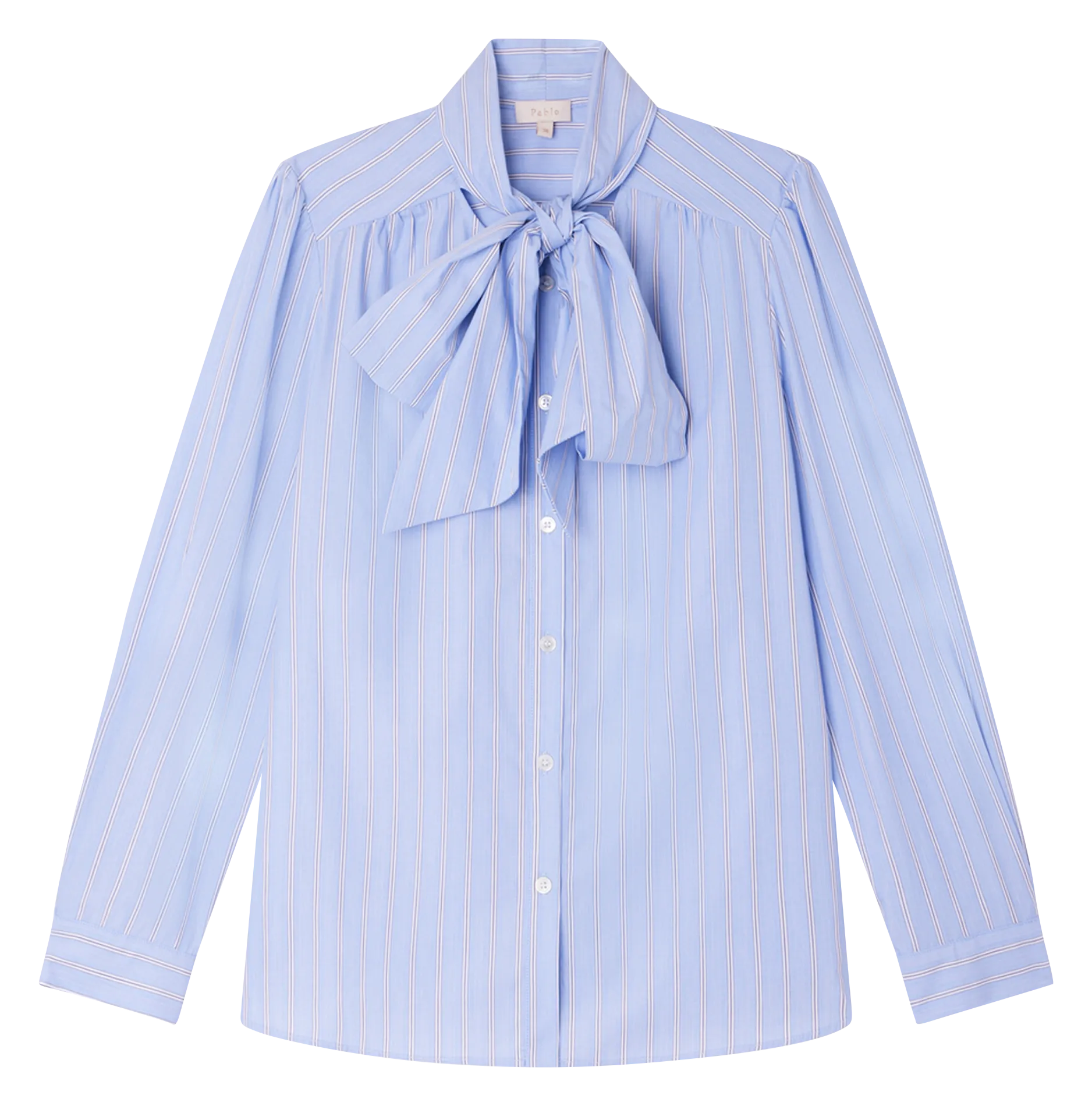  PABLO   BAGATELLE - Camicia a righe con collo lavallière in cotone | Blu