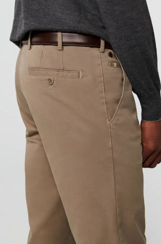 Pantalone beige meyer in cotone stretch drop quattro comfort fit