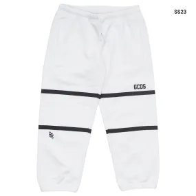 Pantalone bianco in felpa con logo per bambini