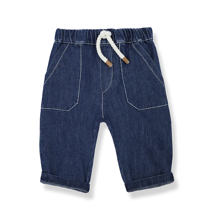 Pantalone blu denim per neonati