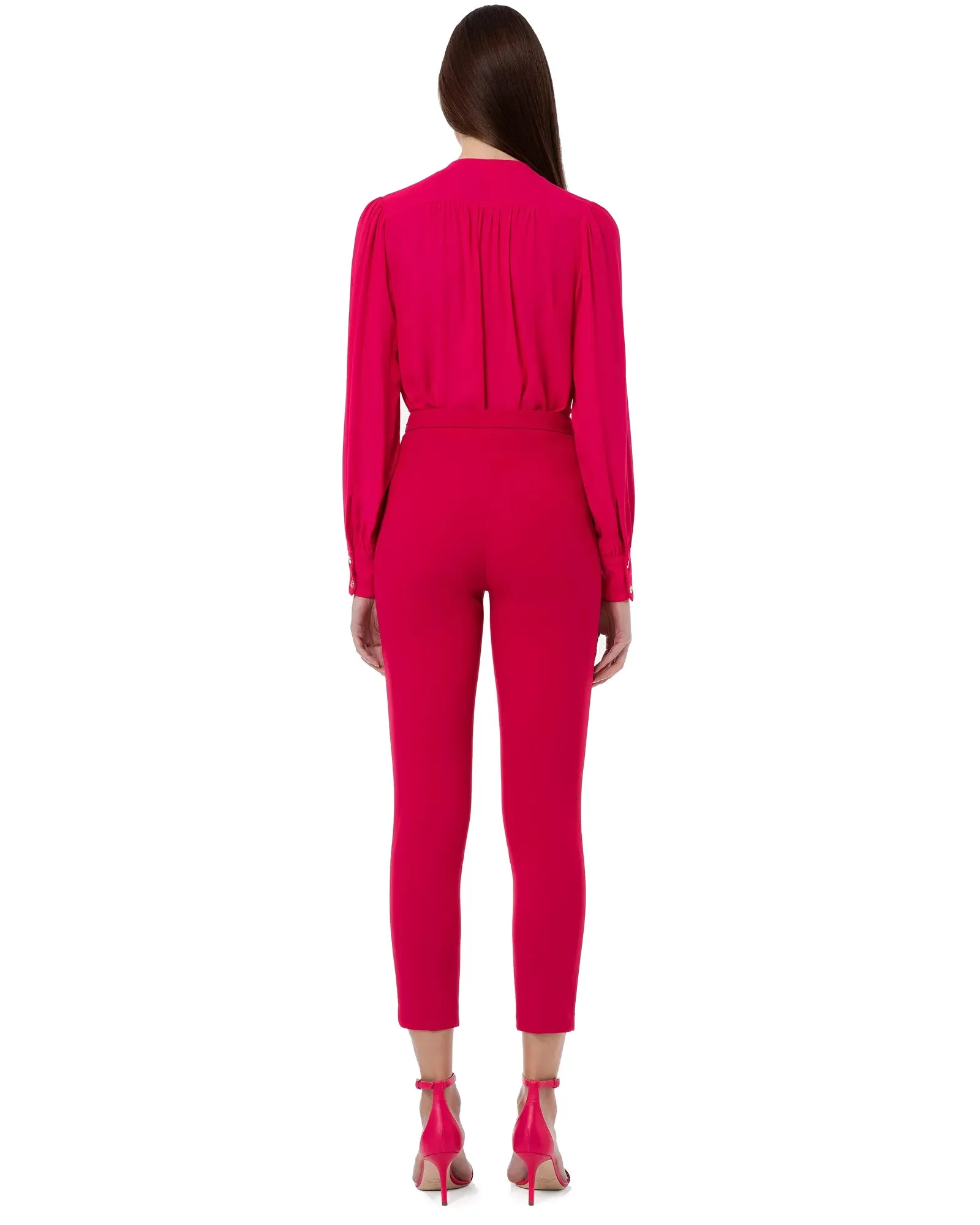 Pantalone crop doppio crepe fucsia