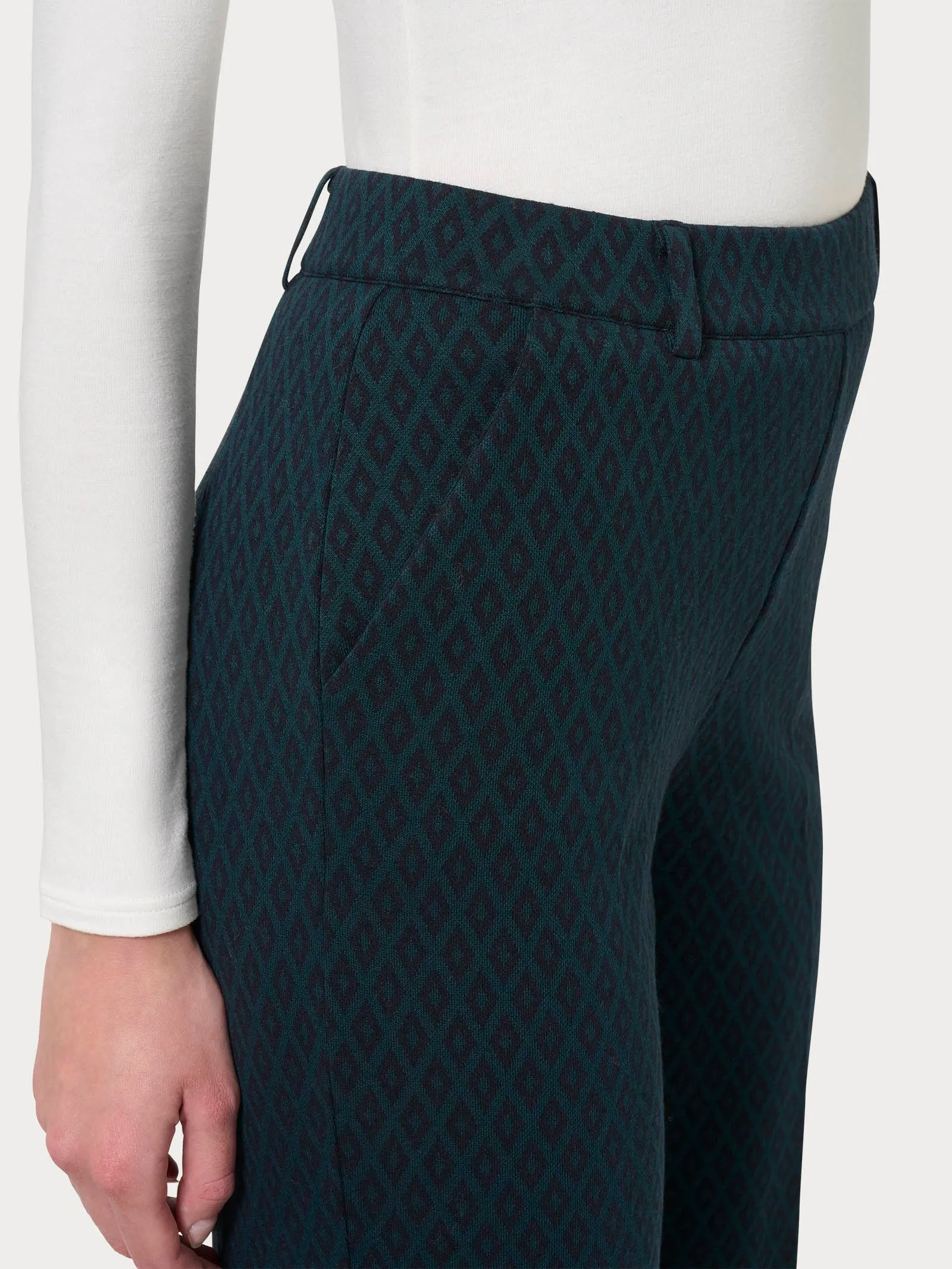 Pantalone dritto a rombi con tasche in Eco Jacquard - Fant. Reflecting Pond