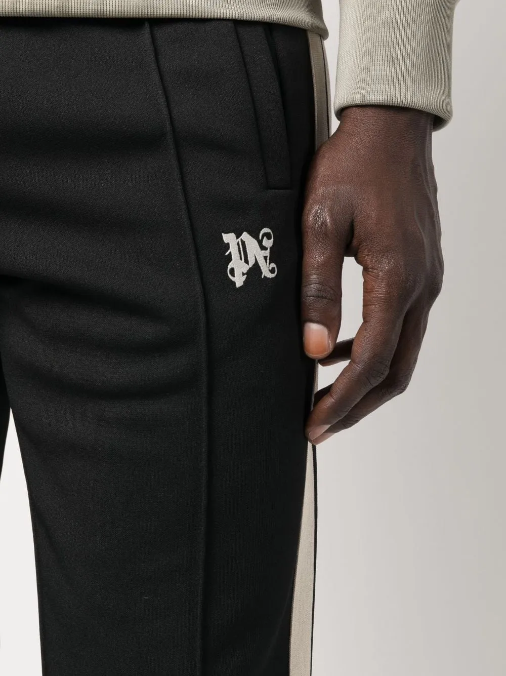 pantalone track nero logo monogram