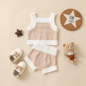 Set in maglia di cotone estiva canottiera e short per bambini