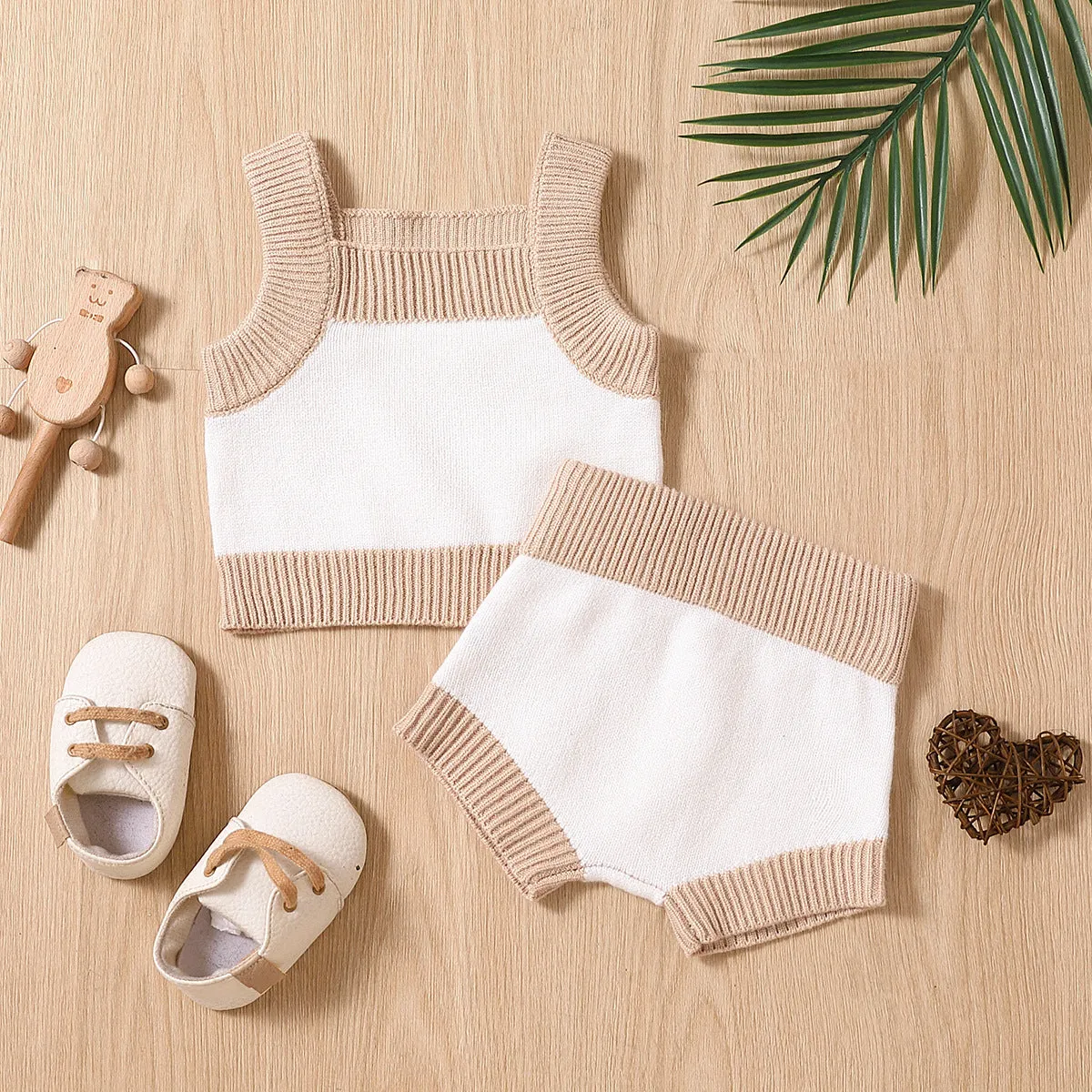 Set in maglia di cotone estiva canottiera e short per bambini