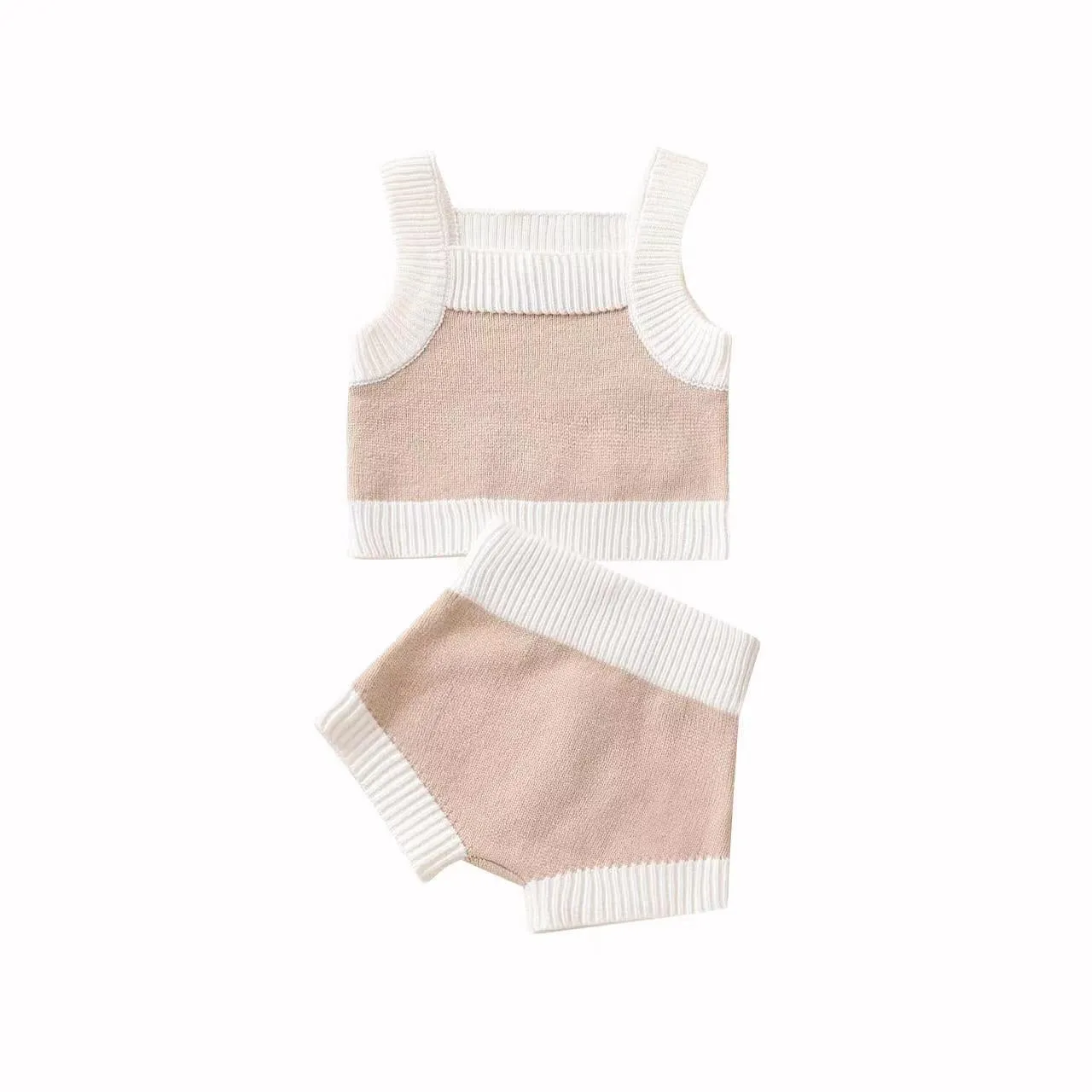 Set in maglia di cotone estiva canottiera e short per bambini