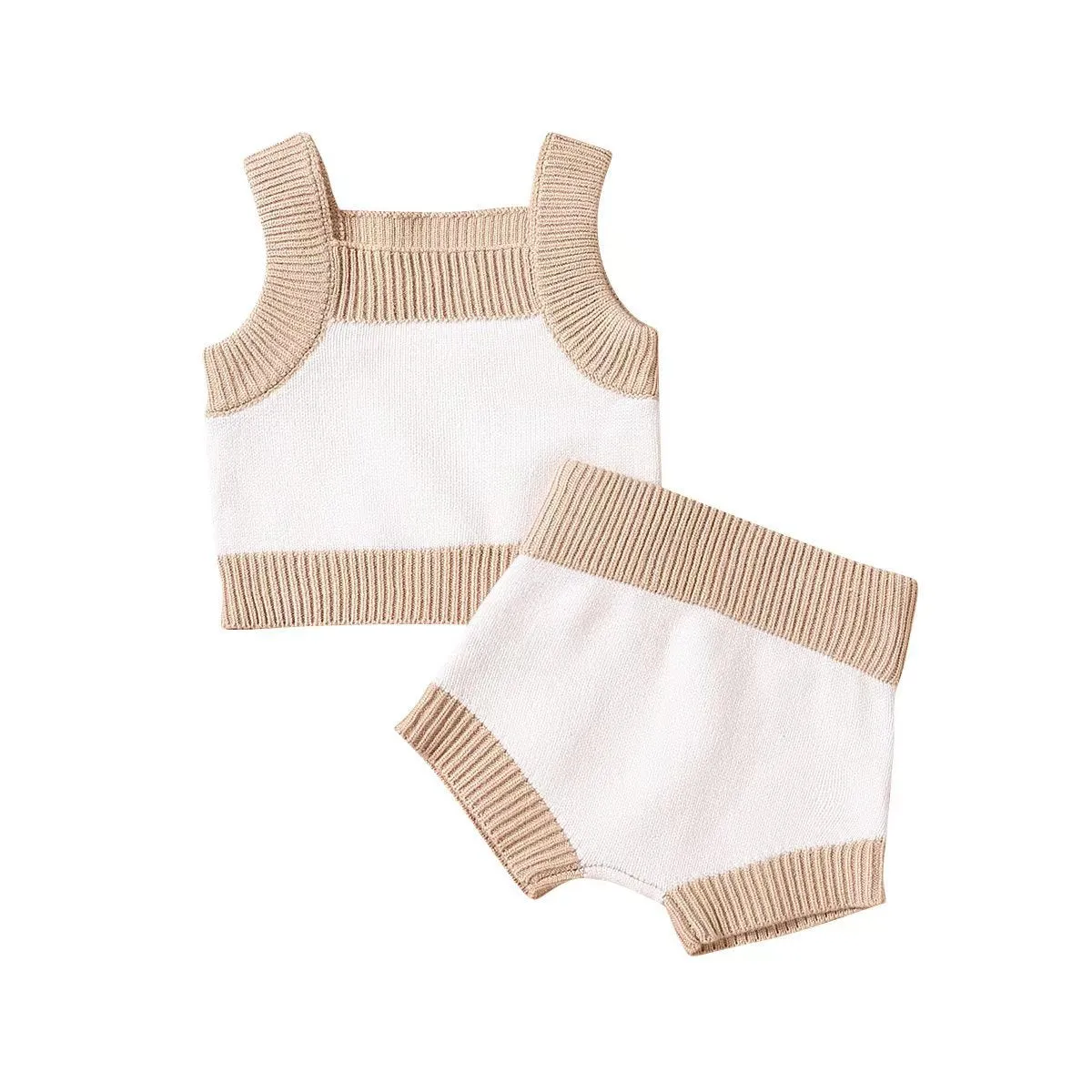 Set in maglia di cotone estiva canottiera e short per bambini