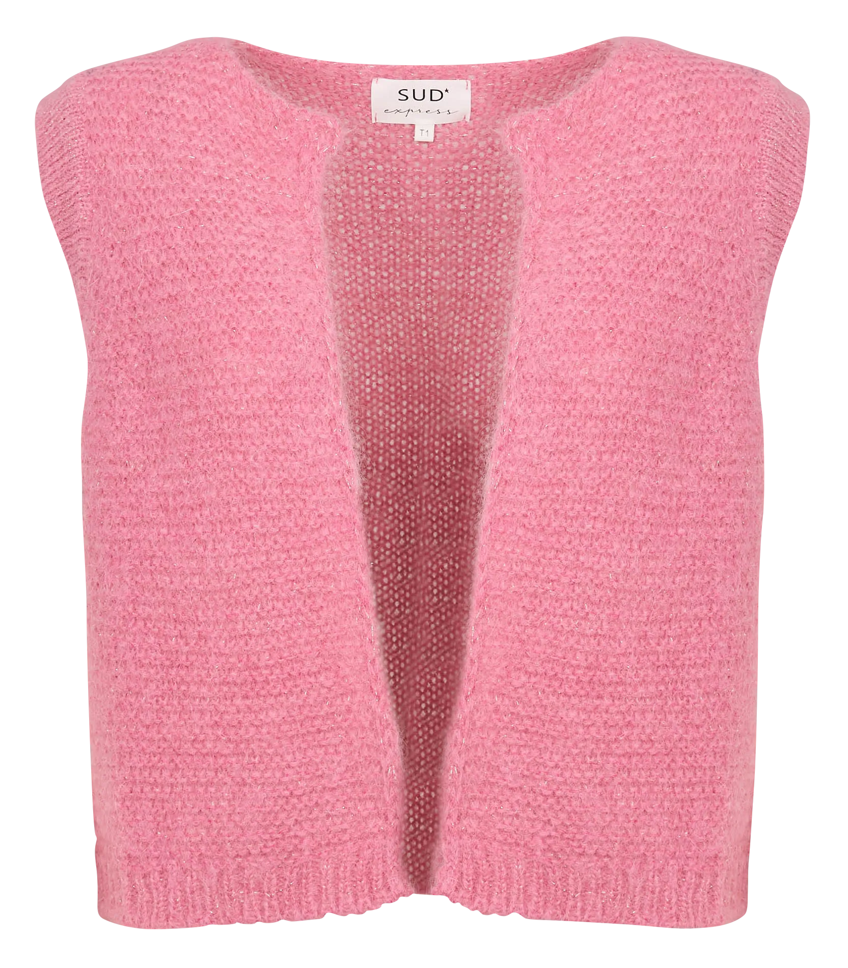  SUD EXPRESS   GOTANAX - Cardigan dritto in maglia con scollo tondo | Rosa