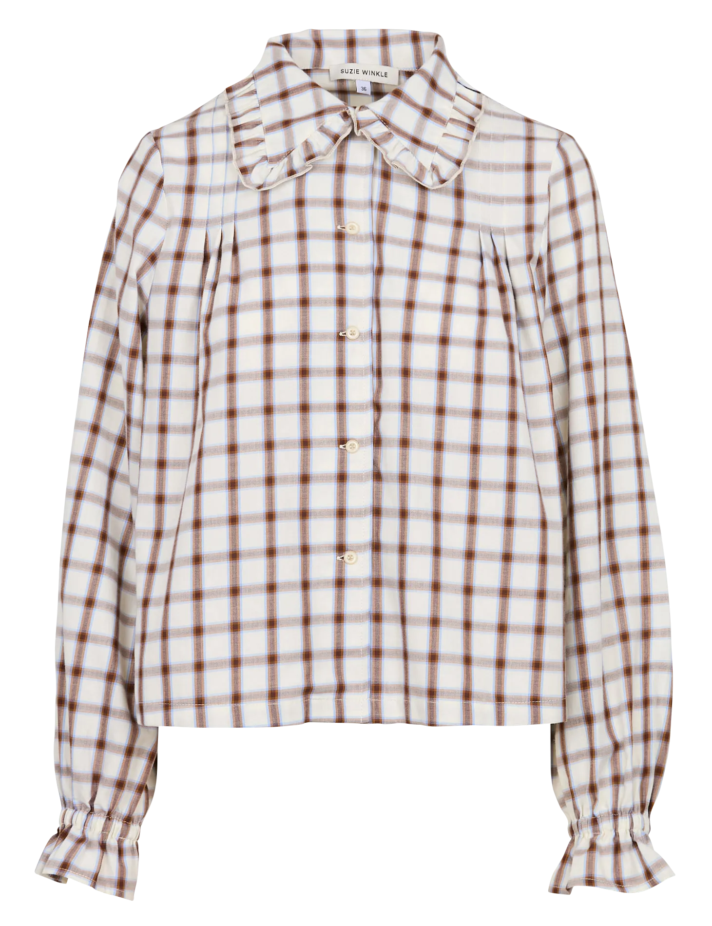  SUZIE WINKLE   FERNANDA - Camicia ampia in cotone a quadri con colletto classico | Beige