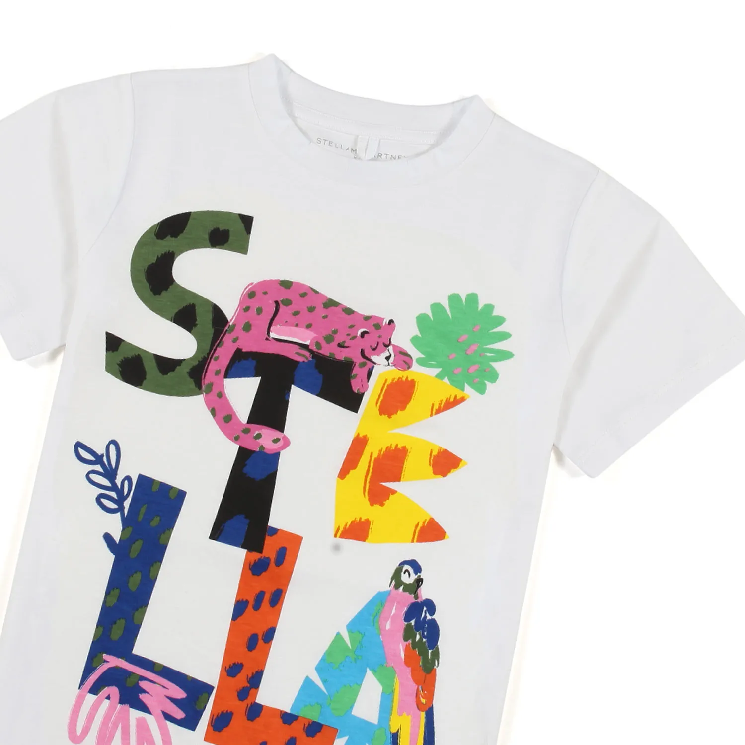 T-Shirt Bianca Con Maxi Logo Multicolor Bambina