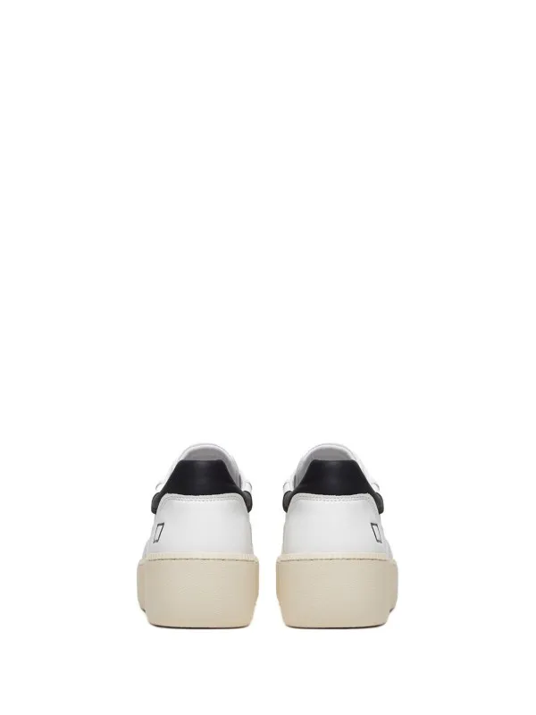 White women's sneaker in leather and contrasting sole