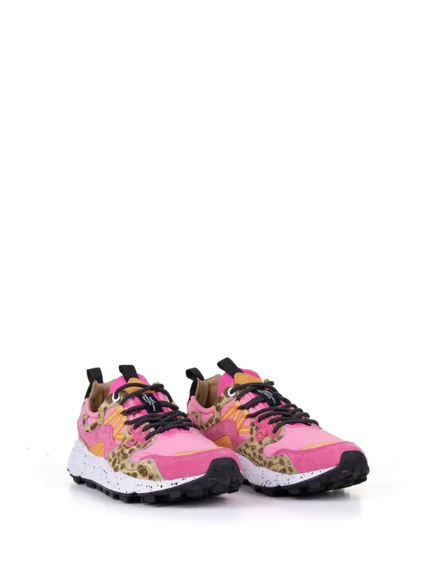 Yamano fuchsia sneaker in suede and nylon