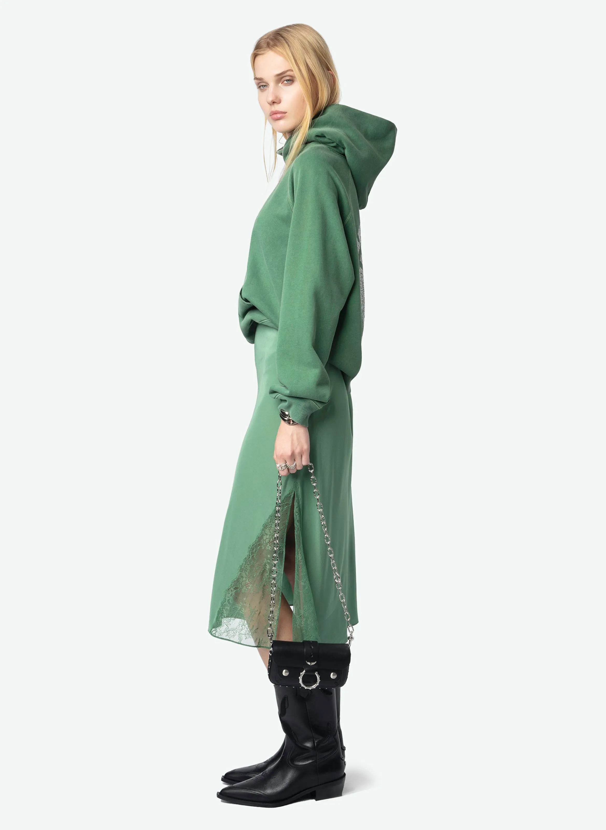  ZADIG&VOLTAIRE   JAYLA - Gonna midi in pizzo di seta | Verde