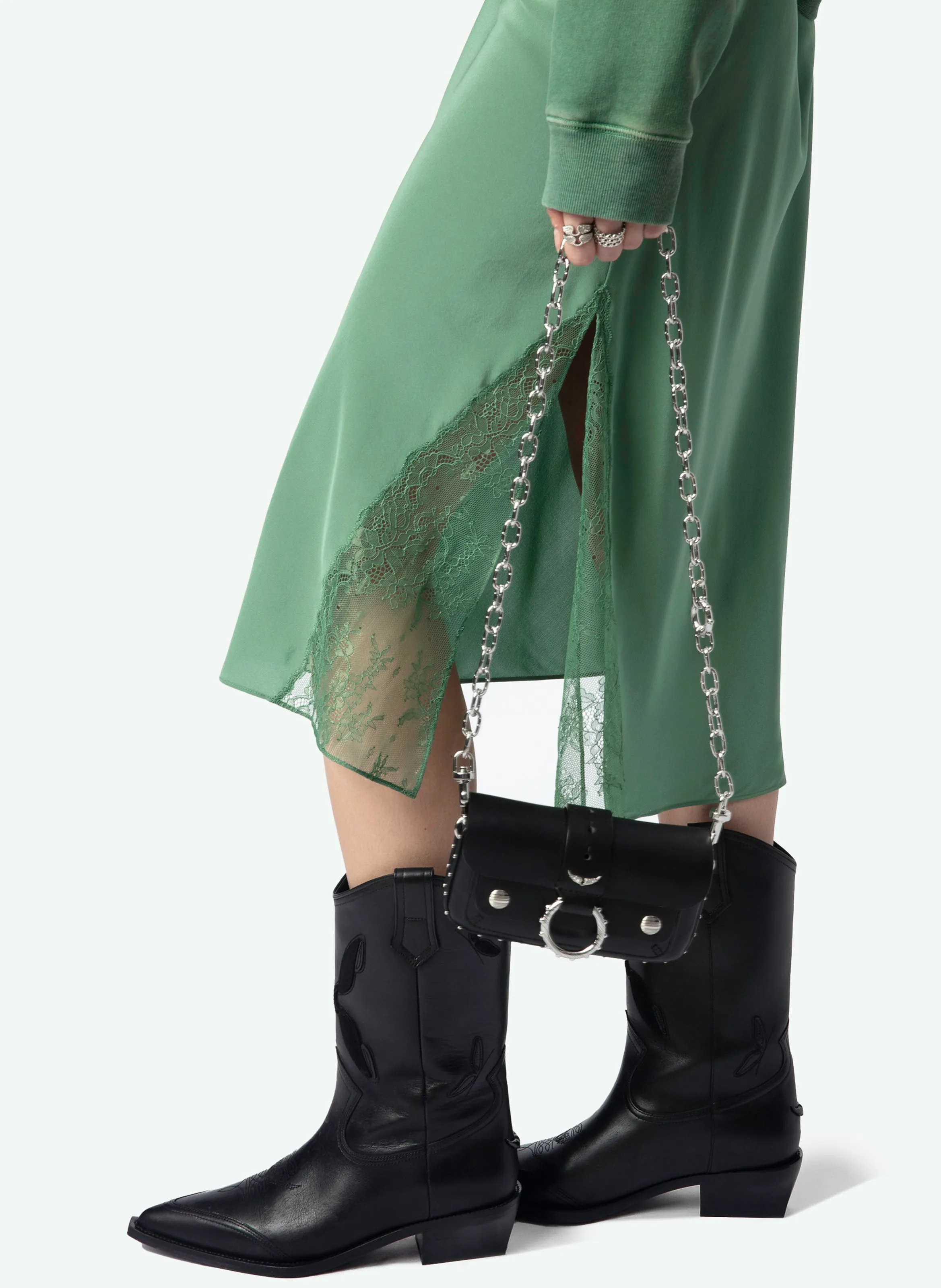  ZADIG&VOLTAIRE   JAYLA - Gonna midi in pizzo di seta | Verde