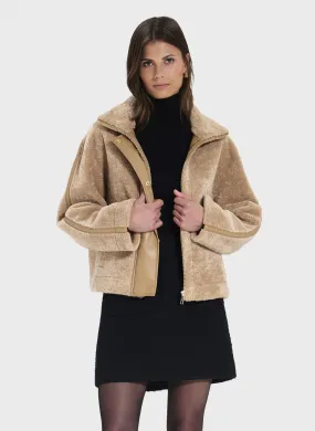  ZAPA   MIAMIA - Cappotto corto effetto pelliccia | Beige